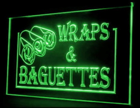 Wraps Baguettes Sandwiches Subs LED Neon Sign